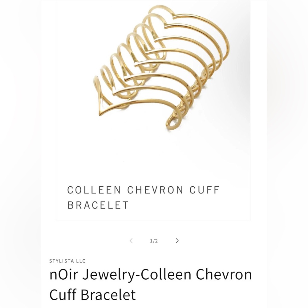 niOr Jewelry Colleen Chevron Cuff Bracelet NEW with Tags Gold plated - Picture 3 of 7